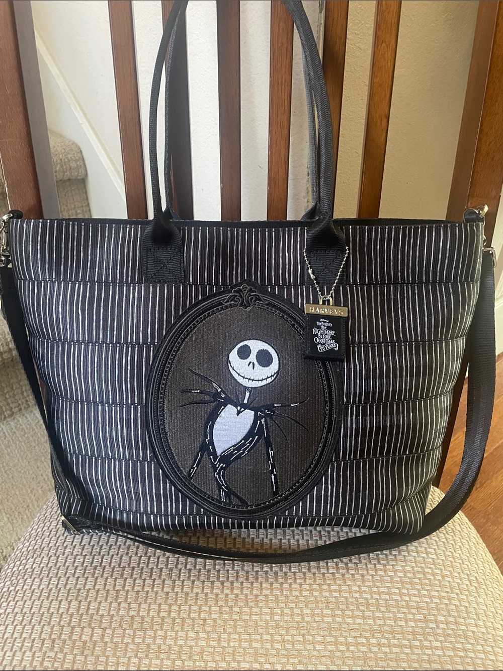 Harveys Disney Nightmare Before Christmas Jack Skellington Quilted Tote Bag